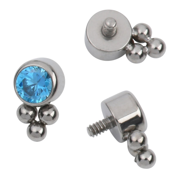 16g Ball Trio CZ Titanium End Replacement Parts 16 gauge - 3x5.2mm Aqua CZ