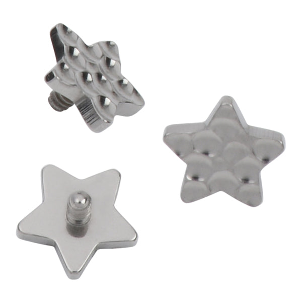 16g Hammered Star Titanium End Replacement Parts 16 gauge - 4.2x4.6mm High Polish (silver)