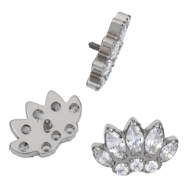 16g Marquise CZ Fan Titanium End Replacement Parts 16 gauge - 6.8x12.1mm Clear CZs