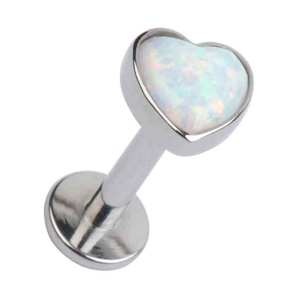16g Opal Heart Titanium Labret Labrets 16g - 1/4