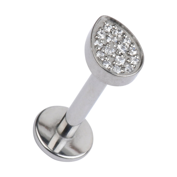 16g Paved CZ Teardrop Titanium Labret Labrets 16g - 1/4