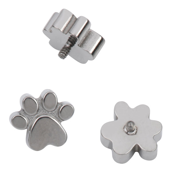 16g Paw Print Titanium End Replacement Parts 16 gauge - 5.2x5.9mm High Polish (silver)