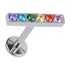 16g Rainbow CZ Bar Titanium Labret Labrets 16g - 1/4" long (6mm) Solid Titanium