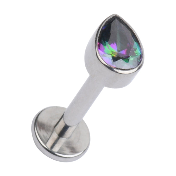 16g CZ Teardrop Titanium Labret Labrets 16g - 1/4