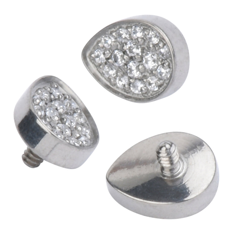 16g CZ Paved Teardrop Titanium End Internal Ends 16g - 3.6x4.6mm Clear