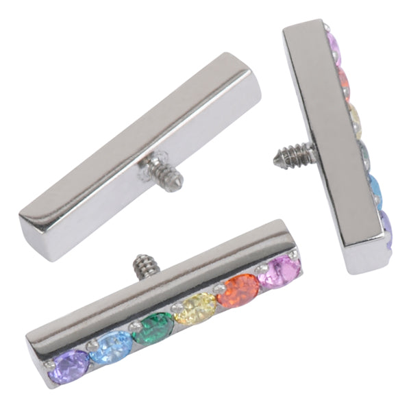 16g Rainbow CZ Bar Titanium End Replacement Parts 16g - 1.9x10mm Rainbow CZs