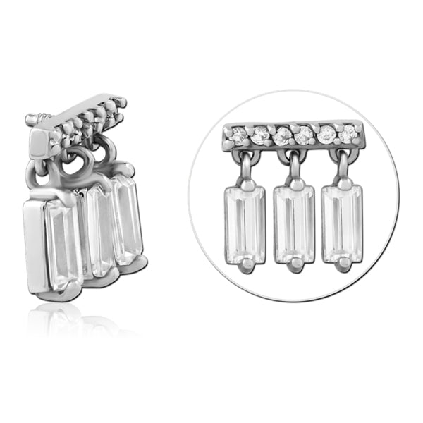 16g Triple CZ Dangle End Replacement Parts 16 gauge - 7.5x8.5mm Stainless Steel