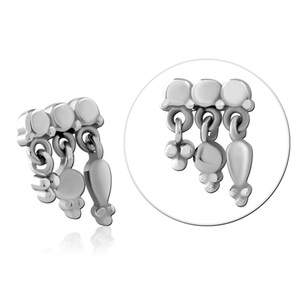 16g Triple Charm Dangle End Replacement Parts 16 gauge -6x9.1mm Stainless Steel