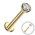 16g Bezel CZ Yellow 14k Gold Labret Labrets 16g - 1/4" long (6mm) Solid 14k Yellow Gold