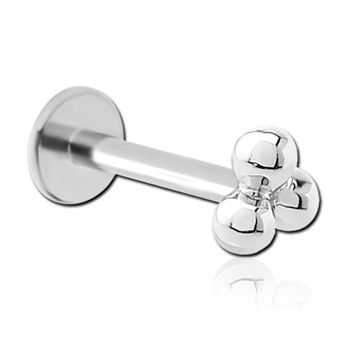 16g 3-Ball Stainless Labret Labrets 16g - 1/4" long (6mm) Stainless Steel