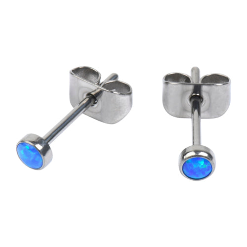 3mm Opal Titanium Stud Earrings Earrings 20 gauge Black Opal