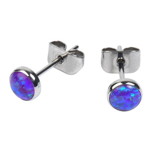 5mm Opal Titanium Stud Earrings Earrings 20 gauge Bubblegum Opal