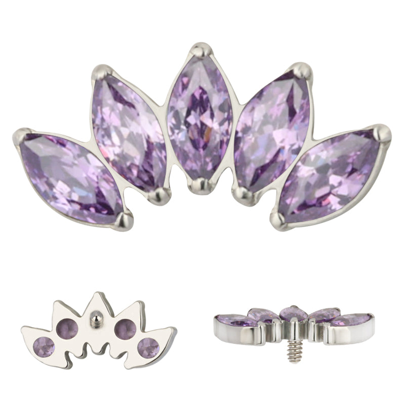 16g 5-Marquise CZ Titanium End Replacement Parts 16 gauge - 6.1x12mm Purple CZs