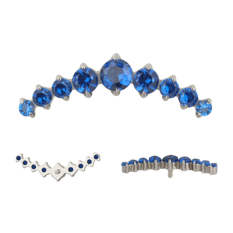 16g 9-Round Prong CZ Titanium End Replacement Parts 16 gauge - 4.9x15mm Blue CZs