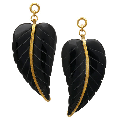 Black Obsidian Leaf Pendants by Diablo Organics Ear Weights 65mm Large Black Obsidian