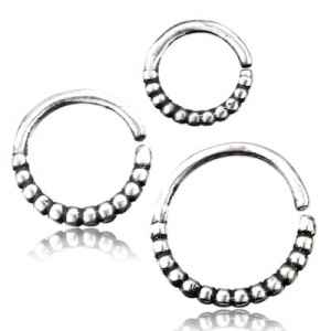 Beaded Sterling Silver Continuous Ring Continuous Rings 16g - 1/4" diameter (6mm) .925 Sterling Silver