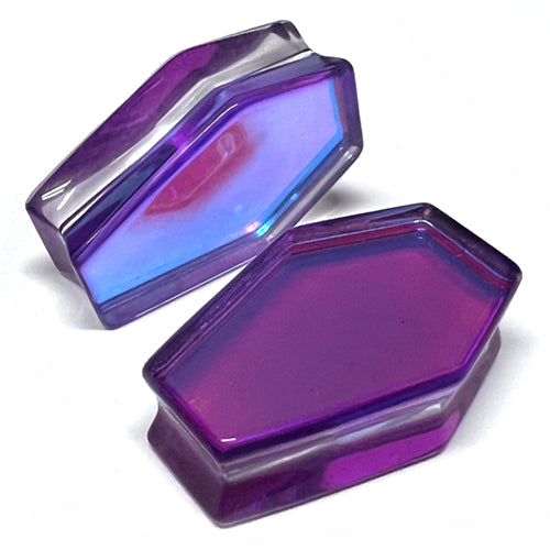 AB Purple Glass Coffin Plugs Plugs 5/8 inch (16mm) AB Purple