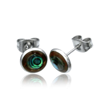 Coco Shell Abalone Stud Earrings Earrings 20 gauge Stainless Steel