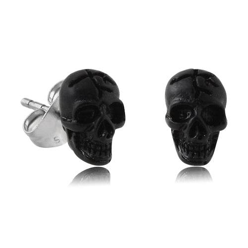 Acrylic Skull Stud Earrings Earrings 20 gauge Black