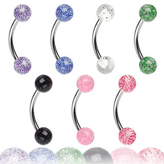 16g Glitter Curved Barbell Curved Barbells 16g - 5/16