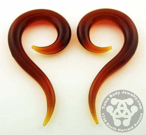 Tail Spiral Shapes by Glasswear Studios Plugs 8 gauge (3mm) Amber