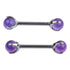 Amethyst 3-Prong Titanium Nipple Barbells Nipple Barbells 14g - 3/8" long (10mm) High Polish (silver)
