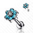 16g CZ Flower Titanium Labret Labrets 16g - 5/16" long (8mm) Aqua CZs