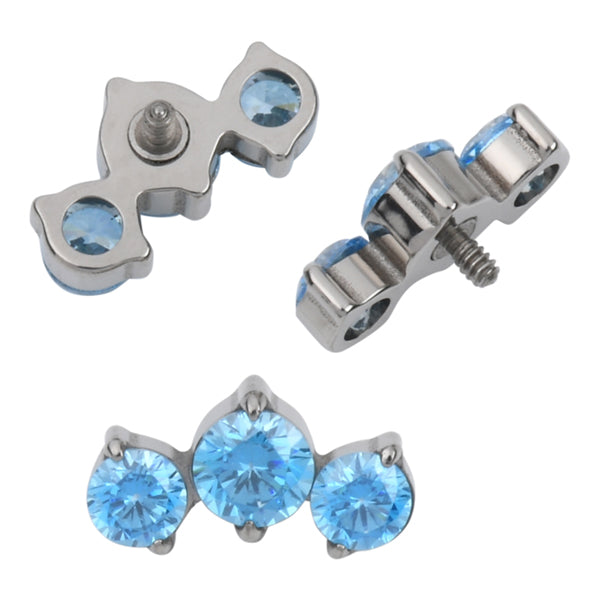 16g CZ 3-Crown Titanium End Replacement Parts 16g - 4.5x8.1mm Aqua CZs