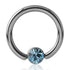 16g Titanium Captive CZ Disc Bead Ring Captive Bead Rings 16g - 3/8" diameter (10mm) Aqua CZ