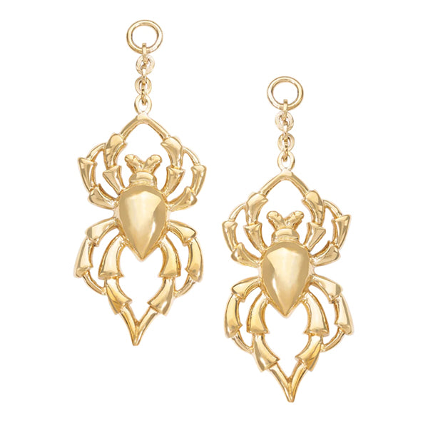 Arachnid Yellow Brass Pendants by Diablo Organics Ear Weights 50mm (Large) Yellow Brass