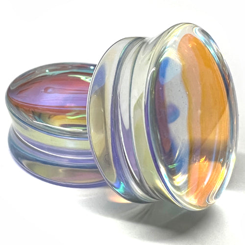 Aurora Borealis Glass Plugs Plugs 2 gauge (6mm) Aurora Borealis