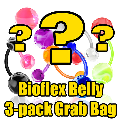 Bioflex Belly Ring Grab Bag (3-Pack) Belly Ring 14g - 3/8" long (10mm) Assorted