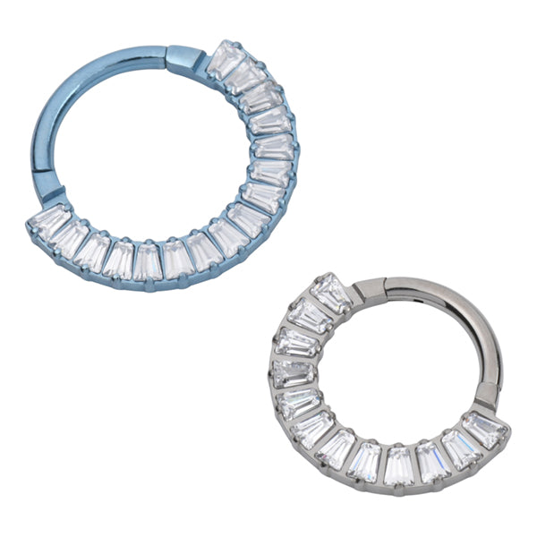 Baguette CZ Titanium Hinged Ring Hinged Rings 16g - 3/8