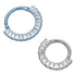 Baguette CZ Titanium Hinged Ring Hinged Rings 16g - 3/8" diameter (10mm) High Polish (silver)
