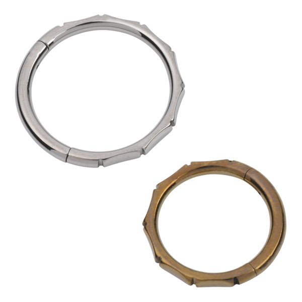 Bamboo Titanium Hinged Ring Hinged Rings 16g - 5/16" diameter (8mm) high polish (silver)