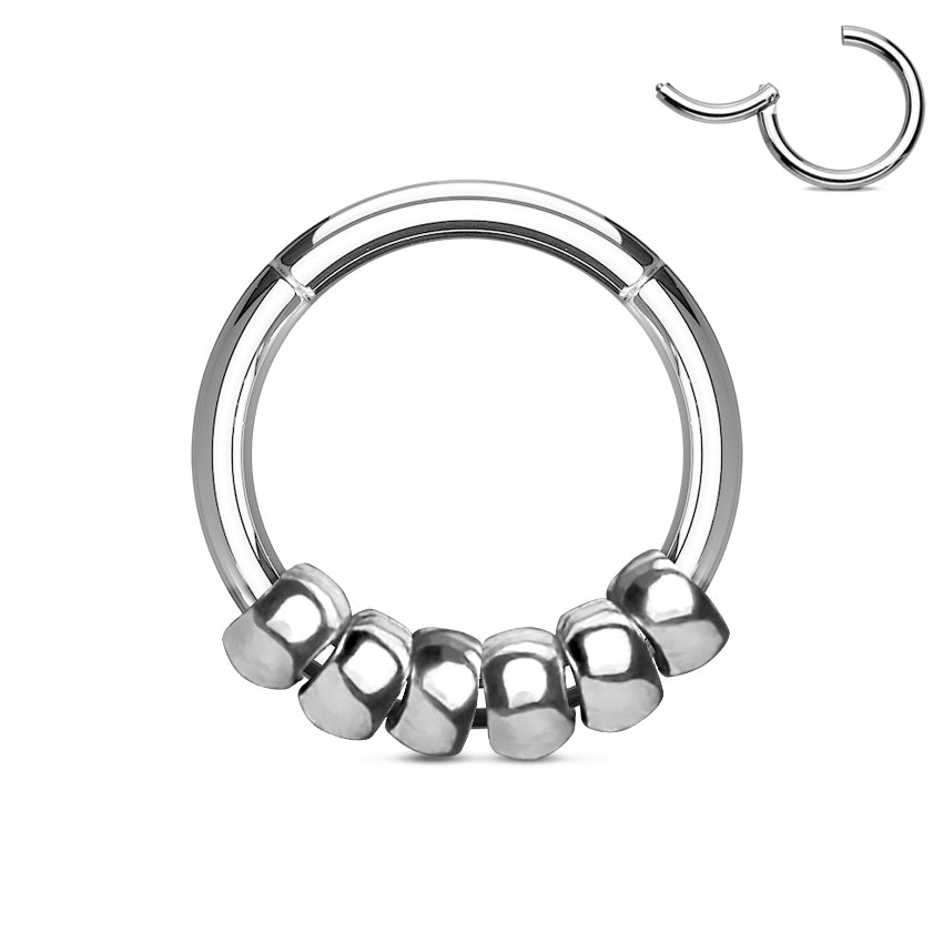 Stainless Beaded Hinged Ring Hinged Rings 16g - 5/16" diameter (8mm) Stainless Steel