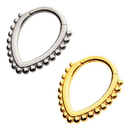 Beaded V-Shape Hinged Segment Ring Hinged Rings 16g - 5/16" diameter (8mm) Stainless Steel