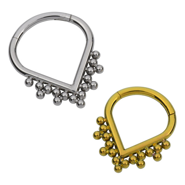 Beaded V-Shape Titanium Hinged Ring Hinged Rings 16g - 5/16