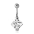 Big Diamond CZ Prong Belly Ring Belly No-Dangles 14g - 3/8" long (10mm) Clear