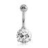 Big Round CZ Prong Belly Ring Belly No-Dangles 14g - 3/8" long (10mm) Clear CZ
