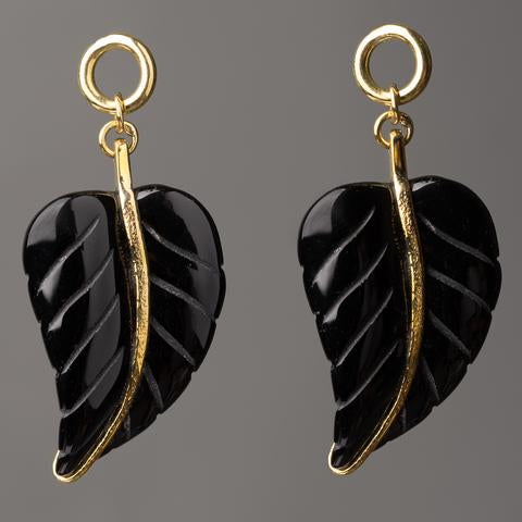Black Obsidian Leaf Pendants by Diablo Organics Ear Weights  