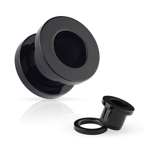 Acrylic Screw-On Tunnels Plugs 8 gauge (3mm) Black