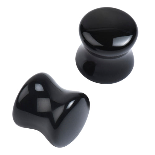 Black Agate Convex Plugs Plugs 8 gauge (3mm) Black Agate