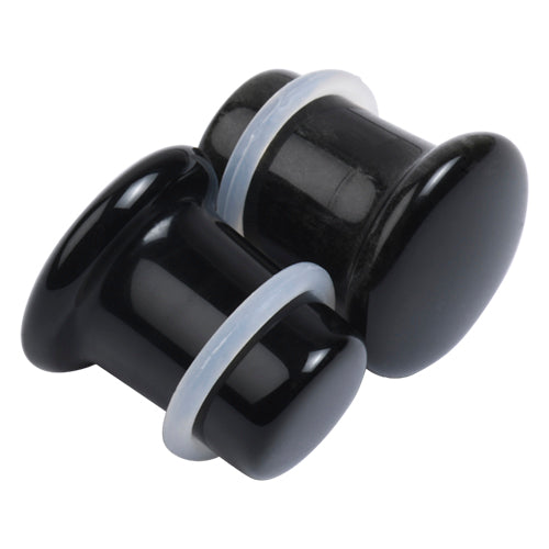 Black Agate Single Flare Plugs Plugs 8 gauge (3mm) Black Agate