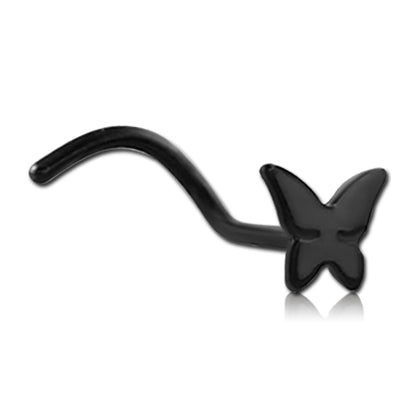 Butterfly Black Nostril Screw Nose 20g - 1/4" wearable (6.5mm) Black