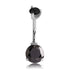 Prong CZ Stainless Belly Barbell Belly Ring 14g - 3/8" long (10mm) Black
