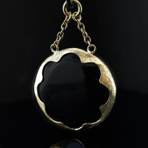Black Obsidian Cushion Pendants by Diablo Organics Ear Weights Small Yellow Brass