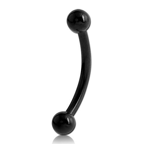 14g Black Titanium Curved Barbell Curved Barbells 14g - 1/4" long (6mm) - 4mm balls Black