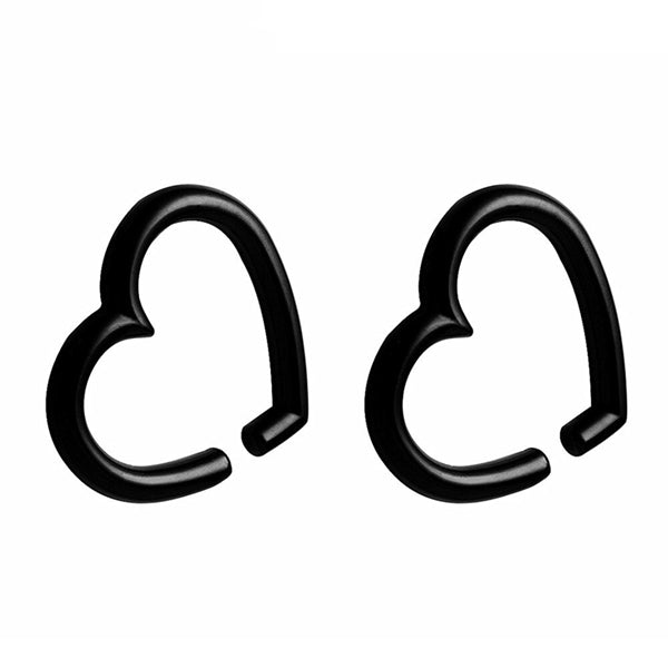 Heart Black Hangers Plugs 2 gauge (6mm) Black PVD