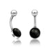 Black Onyx Stainless Belly Barbell Belly No-Dangles 14g - 3/8" long (10mm) Black Onyx